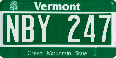 VT license plate NBY247