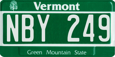 VT license plate NBY249