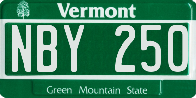 VT license plate NBY250