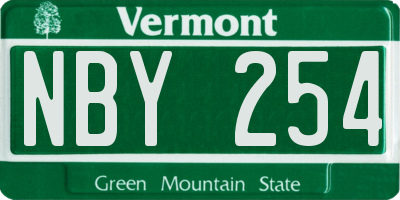 VT license plate NBY254
