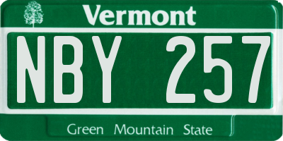 VT license plate NBY257
