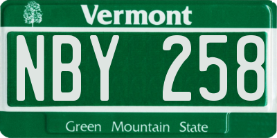 VT license plate NBY258