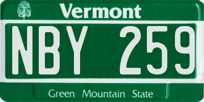 VT license plate NBY259