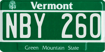 VT license plate NBY260