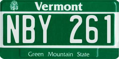 VT license plate NBY261