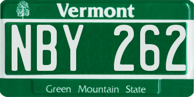 VT license plate NBY262