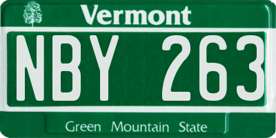VT license plate NBY263
