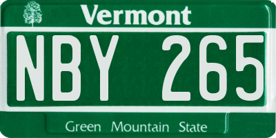 VT license plate NBY265