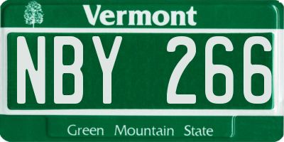 VT license plate NBY266