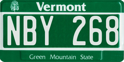 VT license plate NBY268