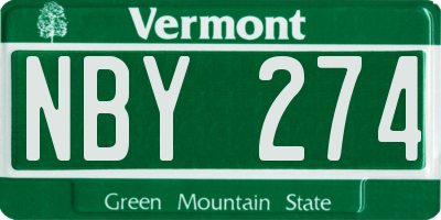 VT license plate NBY274