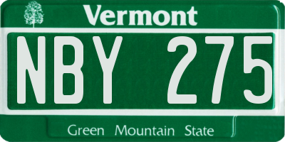 VT license plate NBY275