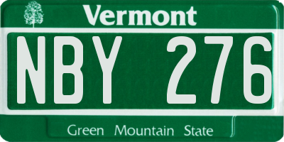 VT license plate NBY276