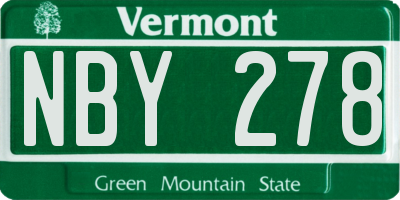 VT license plate NBY278