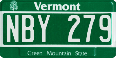 VT license plate NBY279