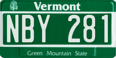 VT license plate NBY281