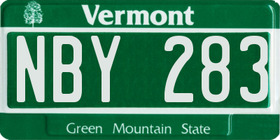VT license plate NBY283