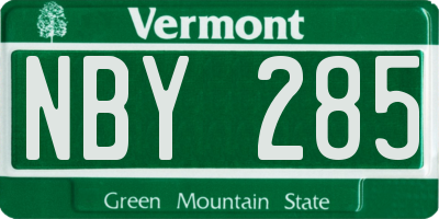 VT license plate NBY285