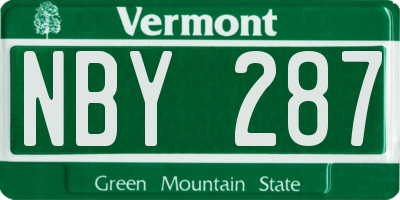 VT license plate NBY287