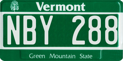VT license plate NBY288