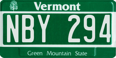 VT license plate NBY294