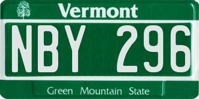 VT license plate NBY296