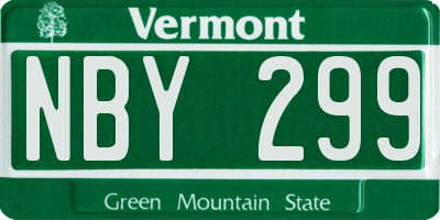 VT license plate NBY299