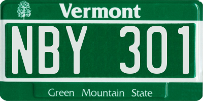 VT license plate NBY301