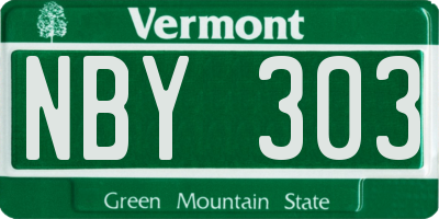 VT license plate NBY303