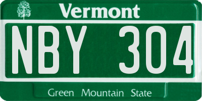 VT license plate NBY304