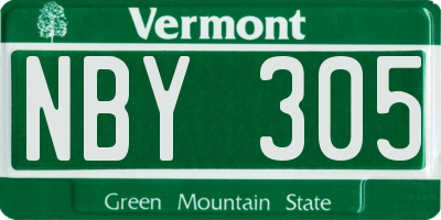 VT license plate NBY305