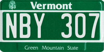 VT license plate NBY307