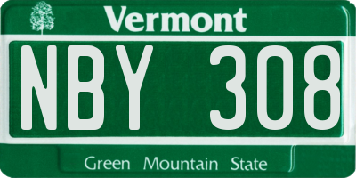 VT license plate NBY308