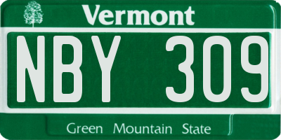 VT license plate NBY309