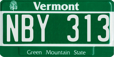 VT license plate NBY313