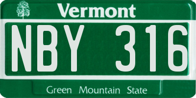 VT license plate NBY316