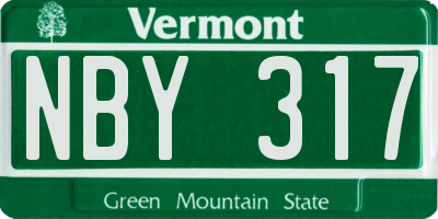 VT license plate NBY317