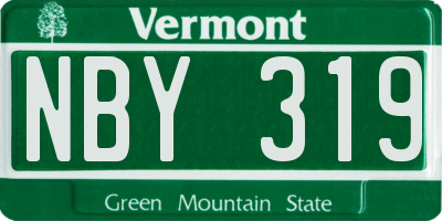 VT license plate NBY319