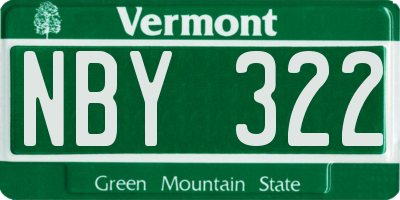 VT license plate NBY322