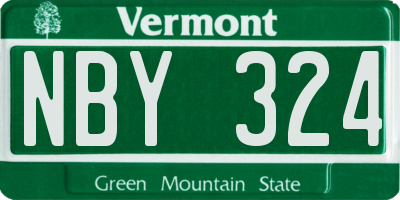 VT license plate NBY324