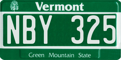VT license plate NBY325
