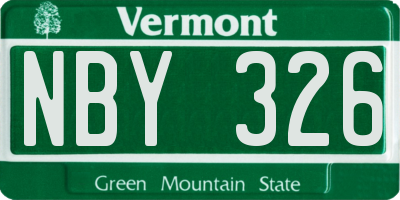 VT license plate NBY326
