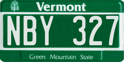 VT license plate NBY327