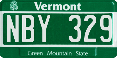 VT license plate NBY329