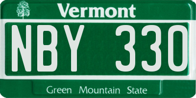 VT license plate NBY330