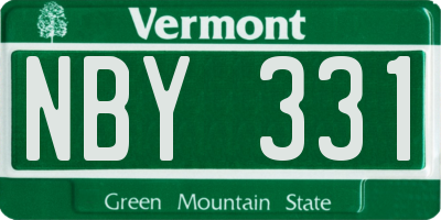 VT license plate NBY331