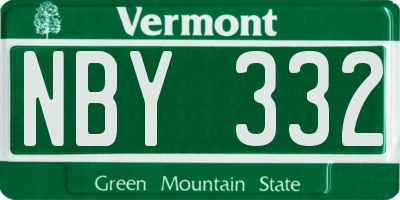 VT license plate NBY332