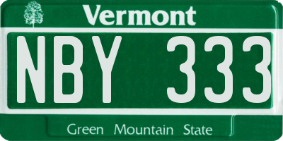 VT license plate NBY333