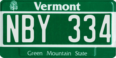 VT license plate NBY334