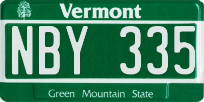 VT license plate NBY335